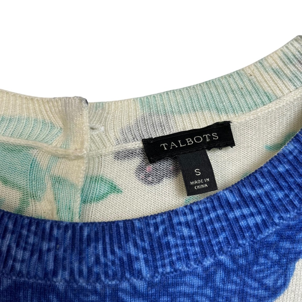 Talbots Sweater Floral Butterfly Print Boat Neck‎ 3/4 Sleeve S Grandmacore Boho - Picture 4 of 8